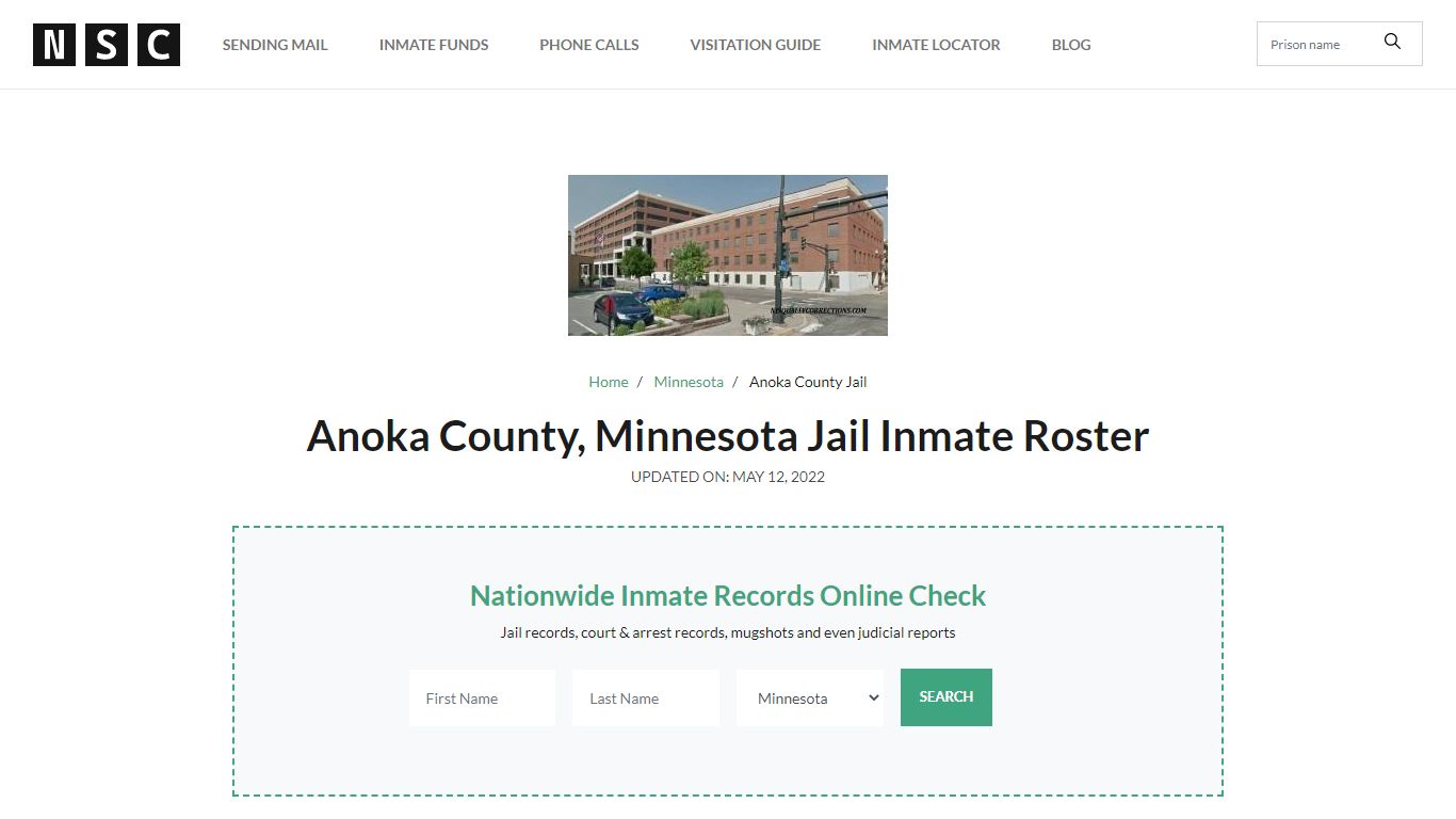 Anoka County, Minnesota Jail Inmate List