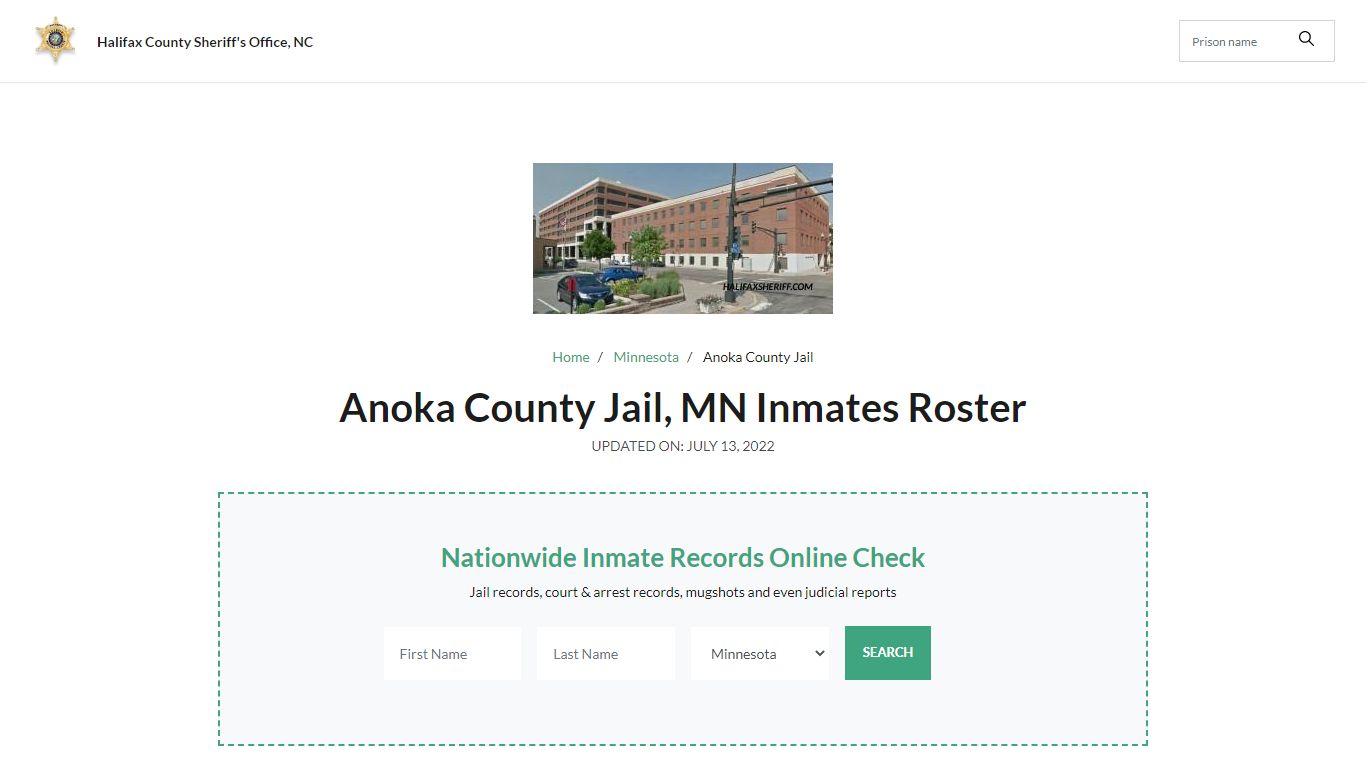 Anoka County Jail, MN Jail Roster, Name Search